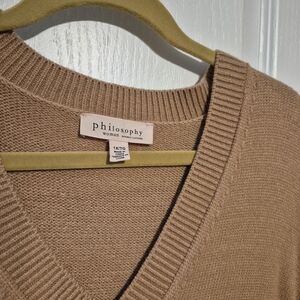 Philosophy Tan V-Neck Sweater
